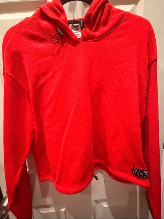 PINK Victoria's Secret Sweaters - PINK Victoria's Secret Red Hooded Pullover Sweater